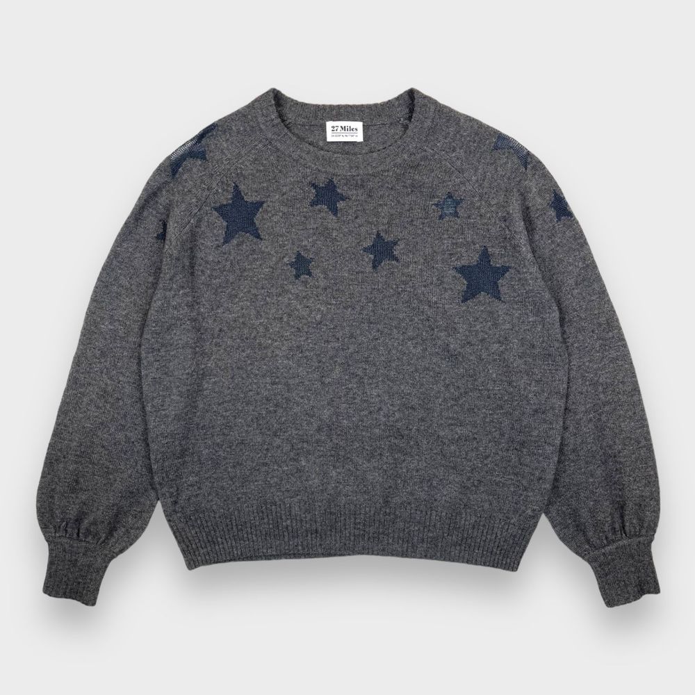 NWOT 27 Miles Malibu Grey Constellation Stars Cashmere Sweater Women's Size M/L
